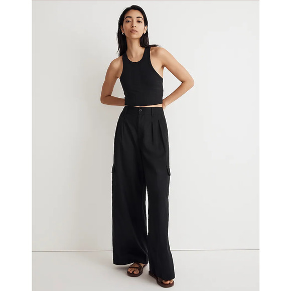 Madewell Pants - Madewell Women's Size 8 NEW In Linen-Blend Wide-Leg Cargo Pants NWT